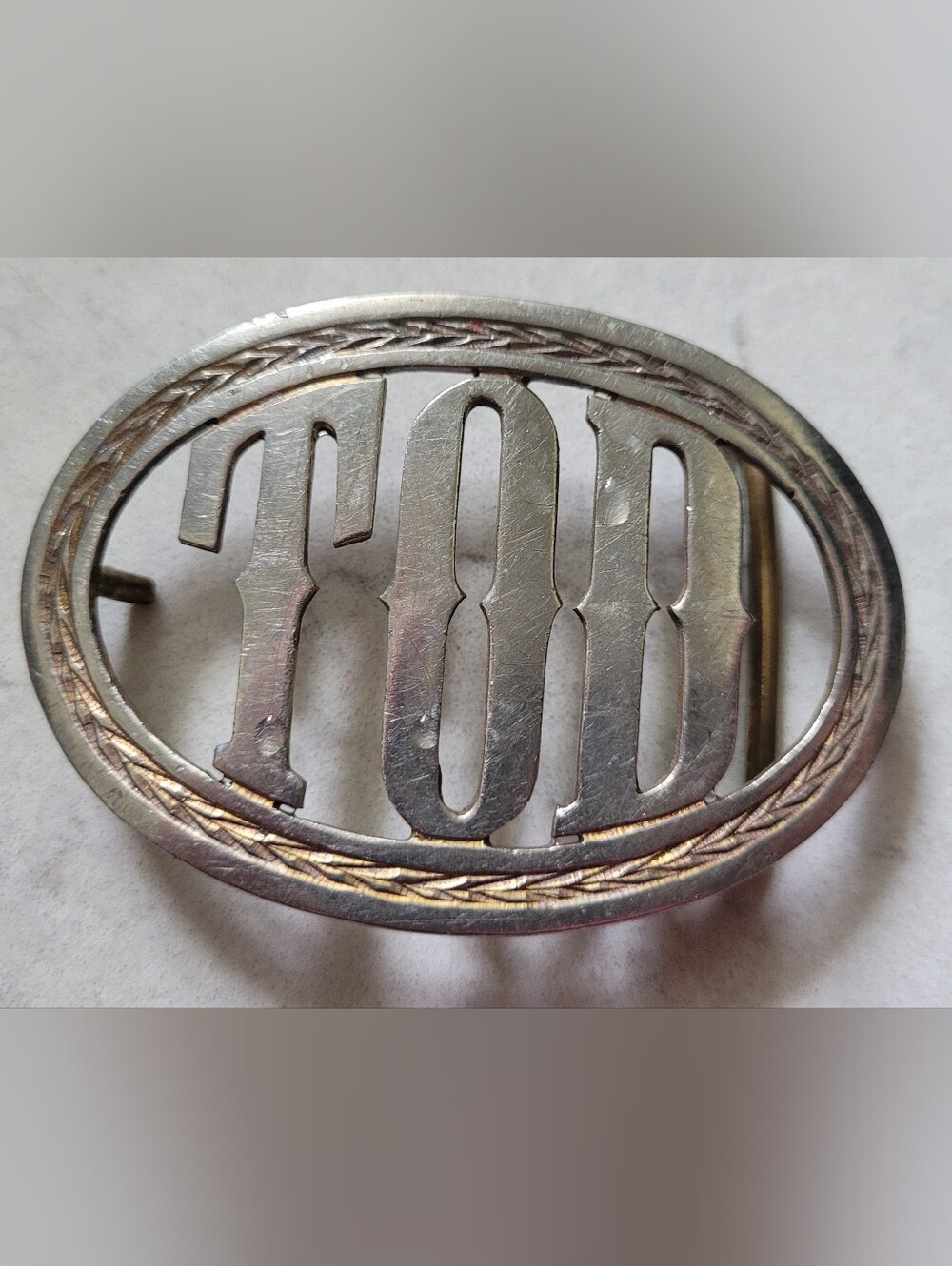 Vintage 1970's "TOD" Belt Buckle with Braided Detail